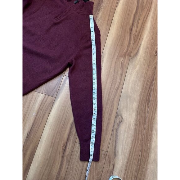 Lands’ End 100% Cashmere Sweater Mens L Burgundy 1/4 Zip Pullover Luxury Soft - Picture 7 of 7